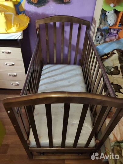 Детская кроватка с поперечным маятником+ящик