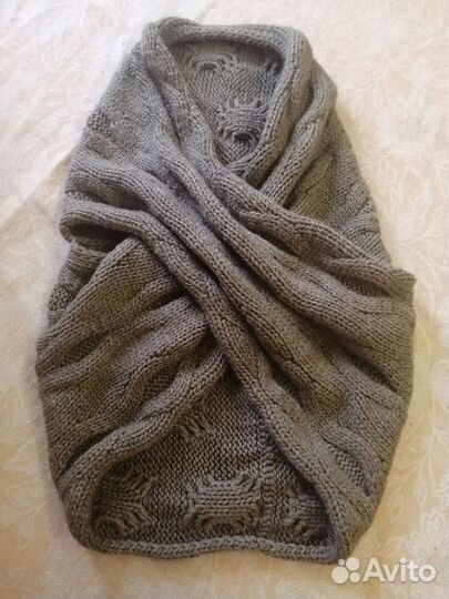 Снуд-шарф новый тёплый серо-коричневый осень-зима