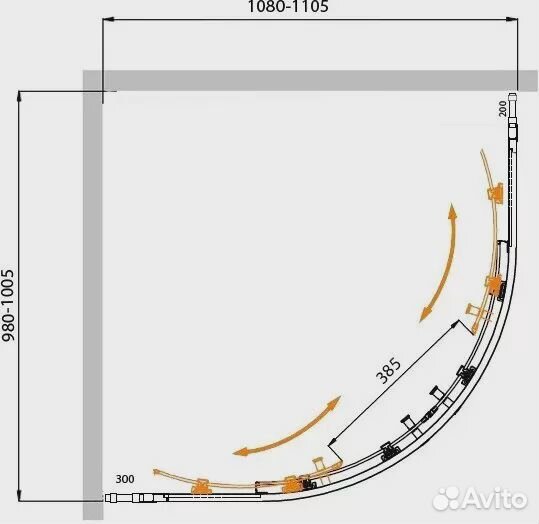 Molveno-RH-22-110/100-P-Cr Душевой уголок Cezares