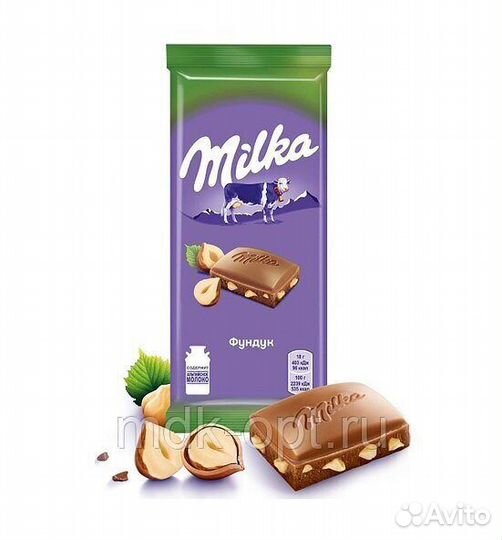 Шоколад Milka с дробленым фундуком 90г