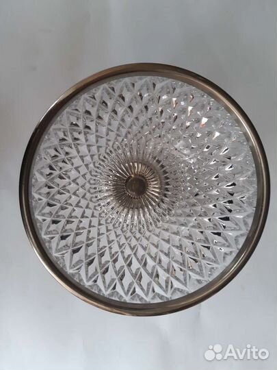 Салатник хрустальный с мельхиоровым ободком