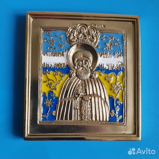Святой Сергий Радонежский икона с эмалью