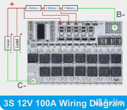 Плата защиты аккумуляторов BMS 3s 4s 5s 100А