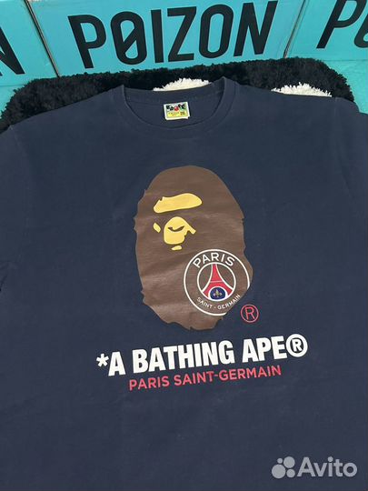 Bape x PSG Logo T-shirt Blue