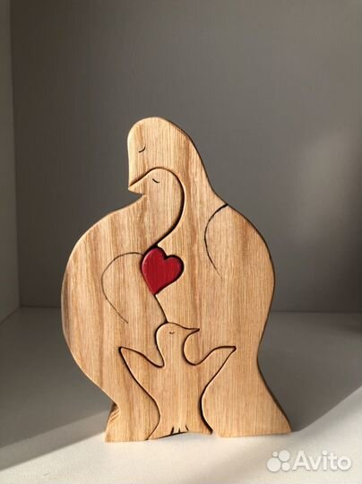 Семейный пазл, голуби с одним ребенком