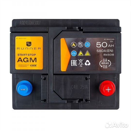 Аккумулятор Runner AGM RK508 12V 50Ah R+ 550А