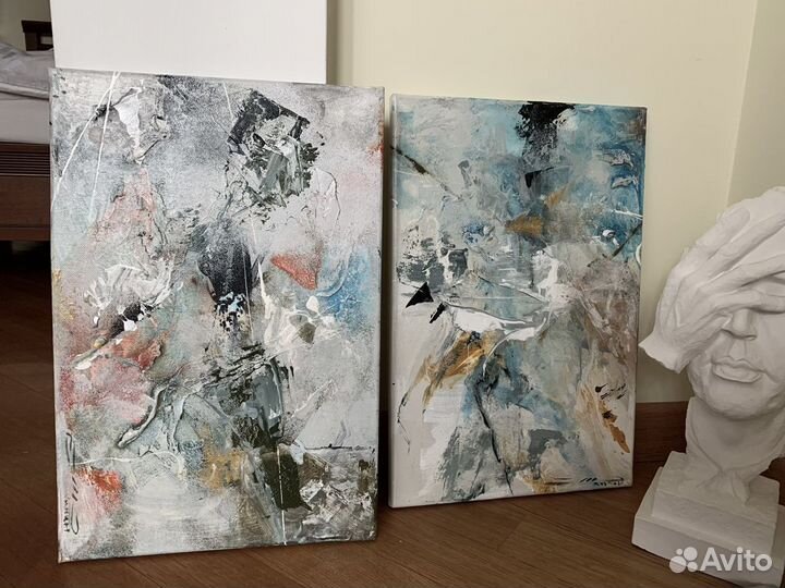 Картины 2 шт 27/40 абстракция, холст