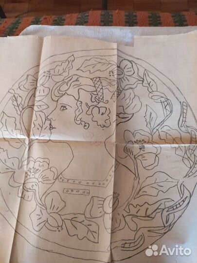 Канва натуральная,Схемы д/выш.старинные