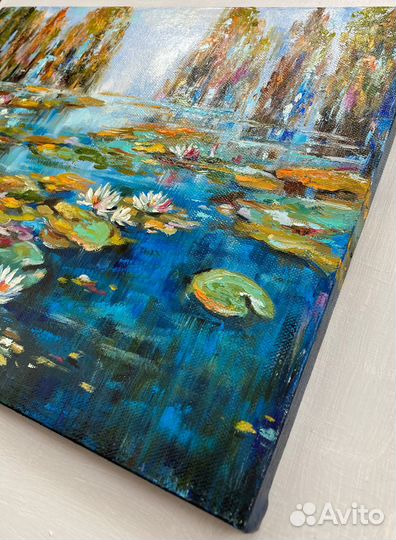 Картина маслом пруд с кувшинками