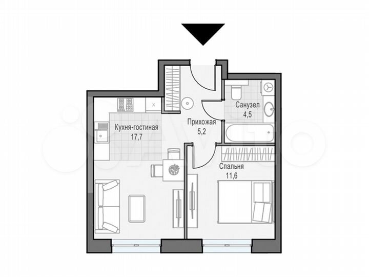 1-к. квартира, 40,5 м², 2/28 эт.