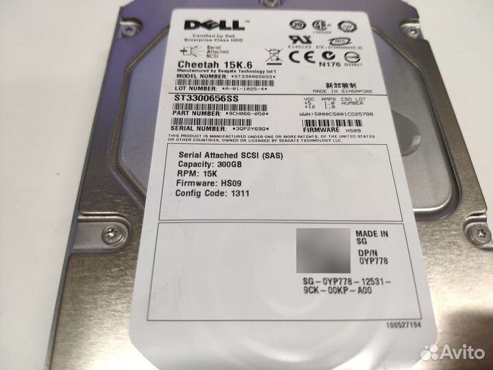 Жесткий диск HDD dell 300 GB SAS 3.5'' (ST3300656S