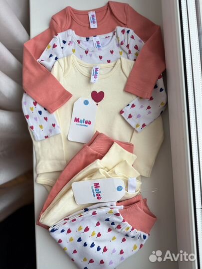 Боди и штанишки для девочки - 6 предметов