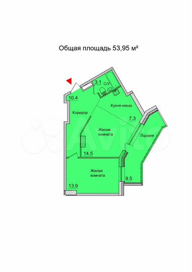 2-к. квартира, 54 м², 9/21 эт.