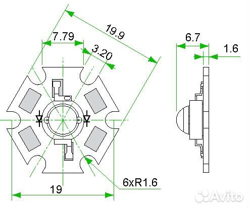 Фито светодиод 3 Вт полный спектр для растений