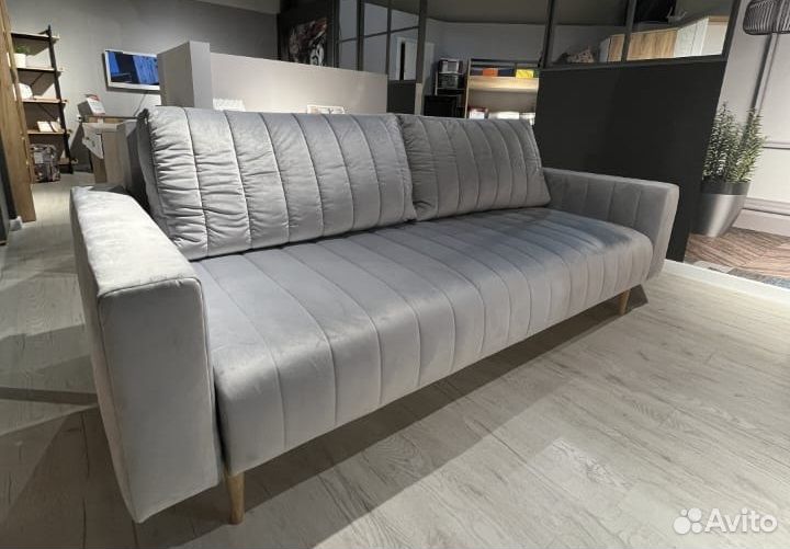 Прямой диван-кровать Хьюго, трехместный, серый