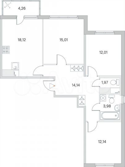 3-к. квартира, 78,7 м², 8/8 эт.
