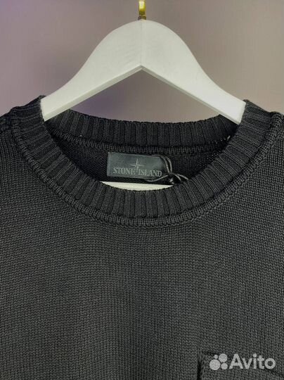 Свитер Stone Island черный с карманом