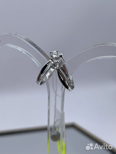 Золотые серьги с бриллиантами 0.2 ct