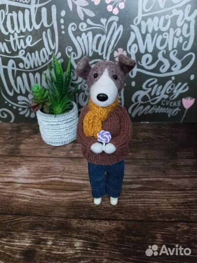 Игрушка валяная из шерсти. Собачка ручной работы