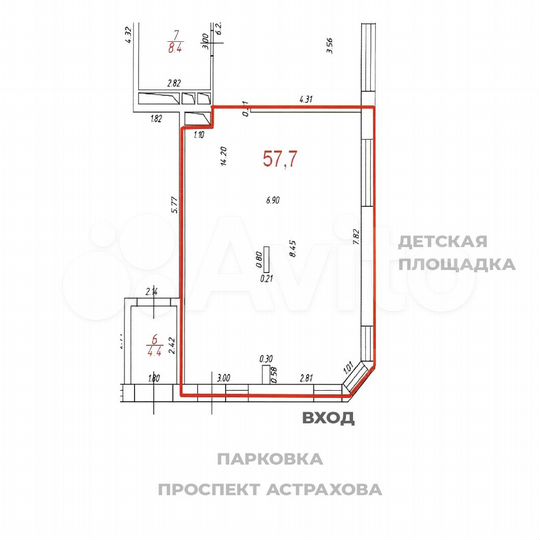 Торговая площадь, 57.7 м²