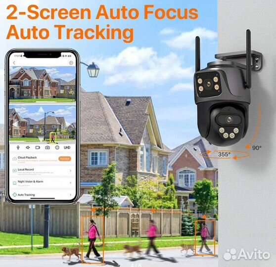 PTZ Камера Wi-Fi с двухкамерная 6 Мп автослежение