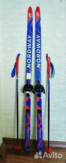 Лыжи беговые детские 130 с ботинками 33 размер