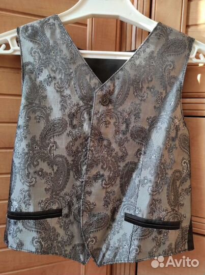 Школьный костюм тройка темно-синий жилет, брюки