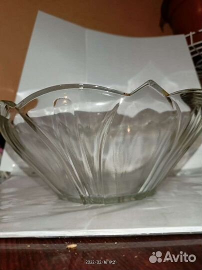 Ваза для фруктов, салатница стекло СССР