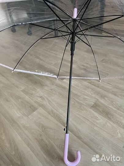Зонт прозрачный, розовый