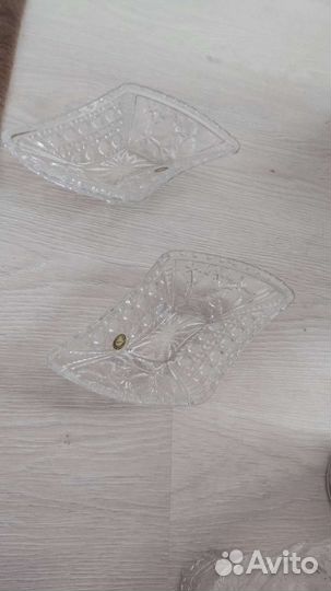 Хрустальная ваза лодочки салатники конфетницы 2 шт