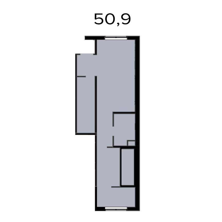 1-к. апартаменты, 50,9 м², 1/8 эт.