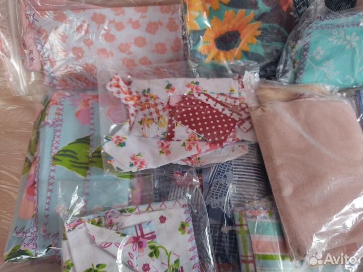 Ткань СССР Лот отрезов Пошив Кукла-оберег Винтаж