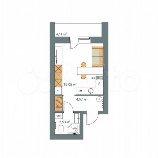 Квартира-студия, 26,2 м², 7/9 эт.