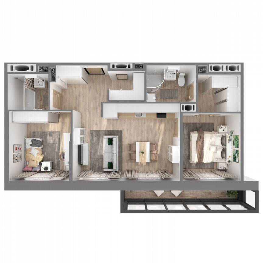 2-к. квартира, 63,7 м², 17/23 эт.