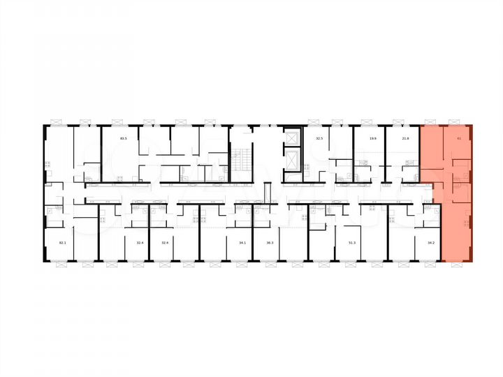 2-к. квартира, 61 м², 9/15 эт.