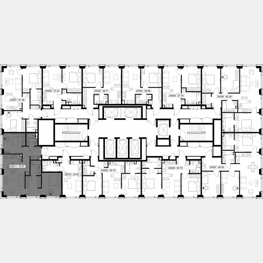 2-к. квартира, 70,9 м², 45/59 эт.