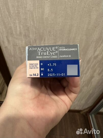 Линзы Acuvue1-Day TruEye,Однодн., +3.75 /14.2 /8.5