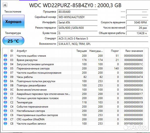 2 тб Жесткий диск WD Purple WD22purz