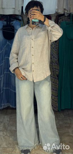 Рубашка женская льняная оверсайз