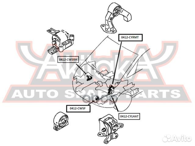 Подушка двигателя левая CVT/MT 0412cylhat asva