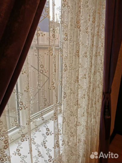Комплект шторы и тюль 130/242 б/у