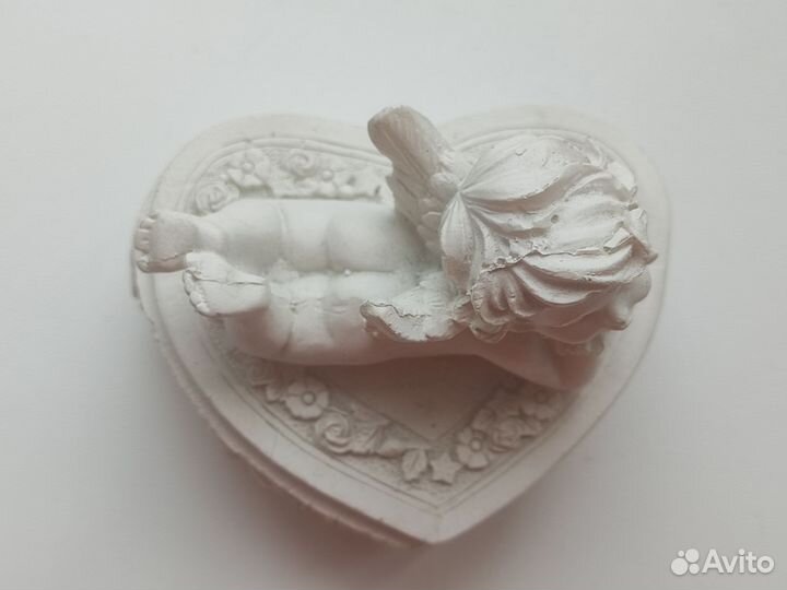 Шкатулка гипс Сердце, Ангел