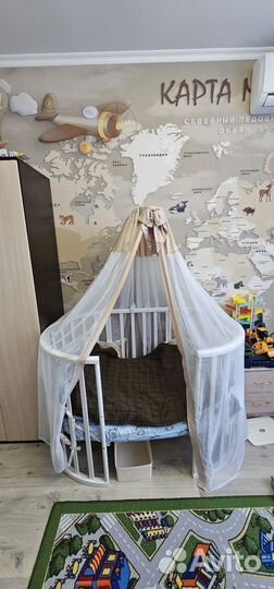 Детская кроватка трансформер круглая