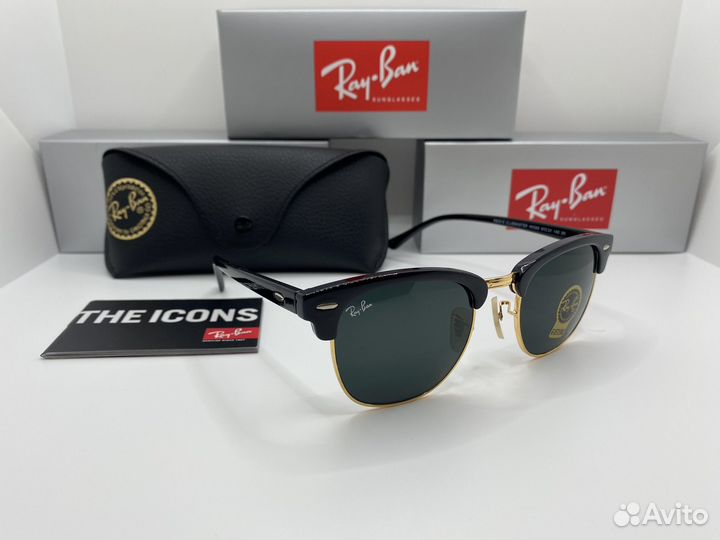 Очки солнцезащитные rayban клабмастер стекло