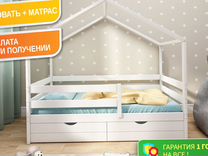 Детская кровать домик изберезы + матрас