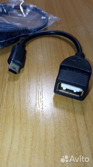 Кабель переходник USB(мама) - mini USB(папа) новый