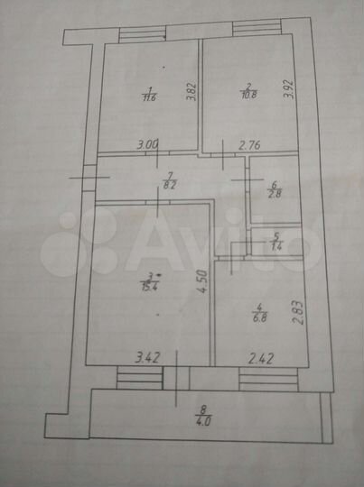 3-к. квартира, 57 м², 5/5 эт.