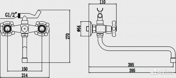 Смеситель для ванны Fmark fm2619-2 Хром