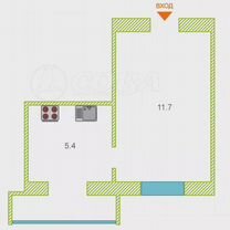 Комната 17,4 м² в 1-к., 5/5 эт.