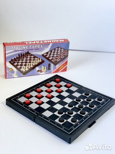 Шахматы мини набор 3в1/нарды/шашки